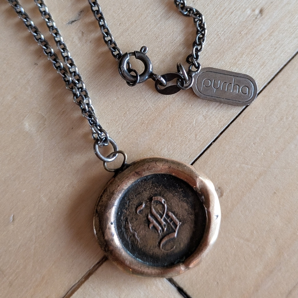 Pyrrha Wax Seal Initial Sterling "B" Necklace